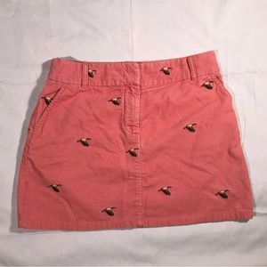 JCREW Corduroy Peach Mallard Embroidered Skirt - Size 8